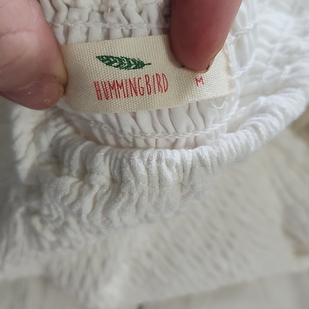NWT HUMMINGBIRD WHITE SMOCKED OFF THE SHOULDER JUMPSUIT MEDIUM - Picture 13 of 16